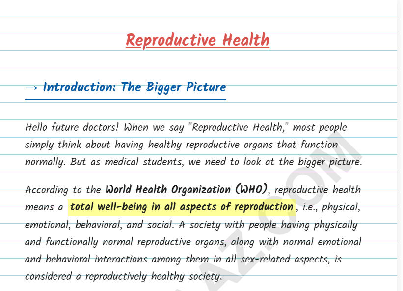 Reproductive Health NEET Biology Notes